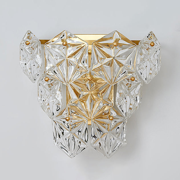 Prismatic Stacked Crystal Brass 3-Light Wall Lamp