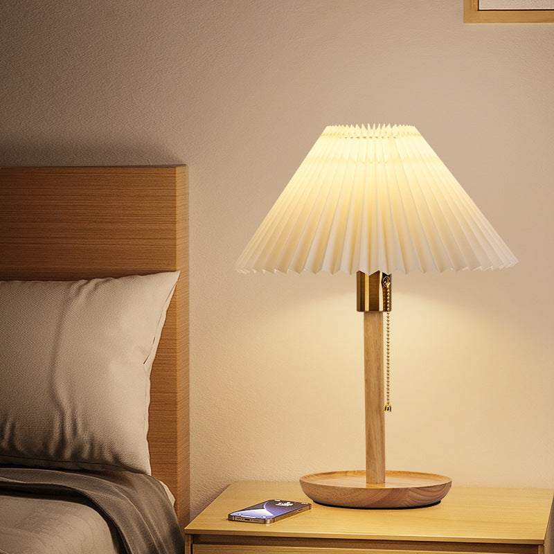 Scalloped Pleated Round PVC Table Lamp