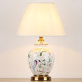 Patterned Bird Scalloped Round Table Lamp