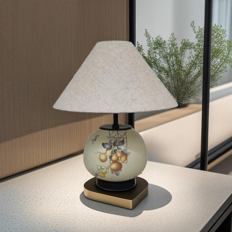 Pattern Orb Scalloped Fabric Table Lamp