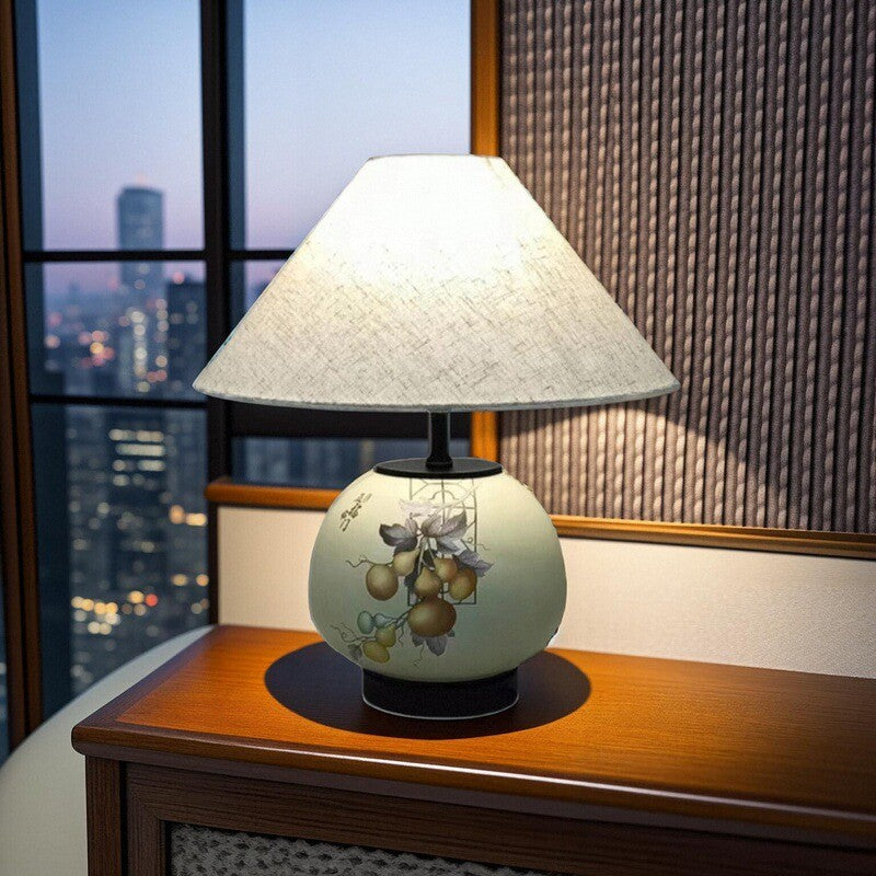 Pattern Orb Scalloped Fabric Table Lamp
