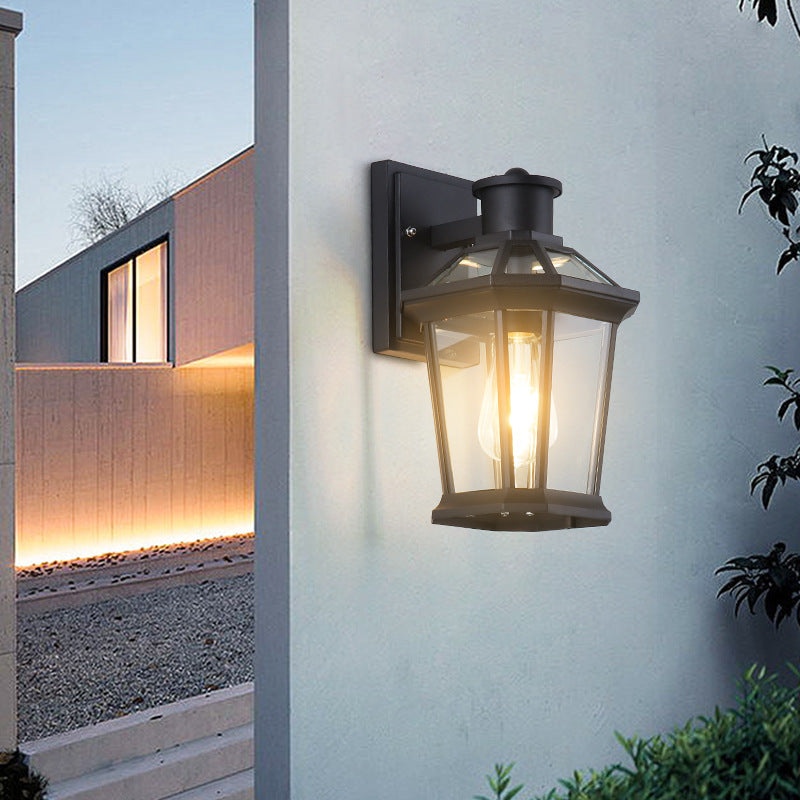 Square Octagon Row Glass Outdoor Light