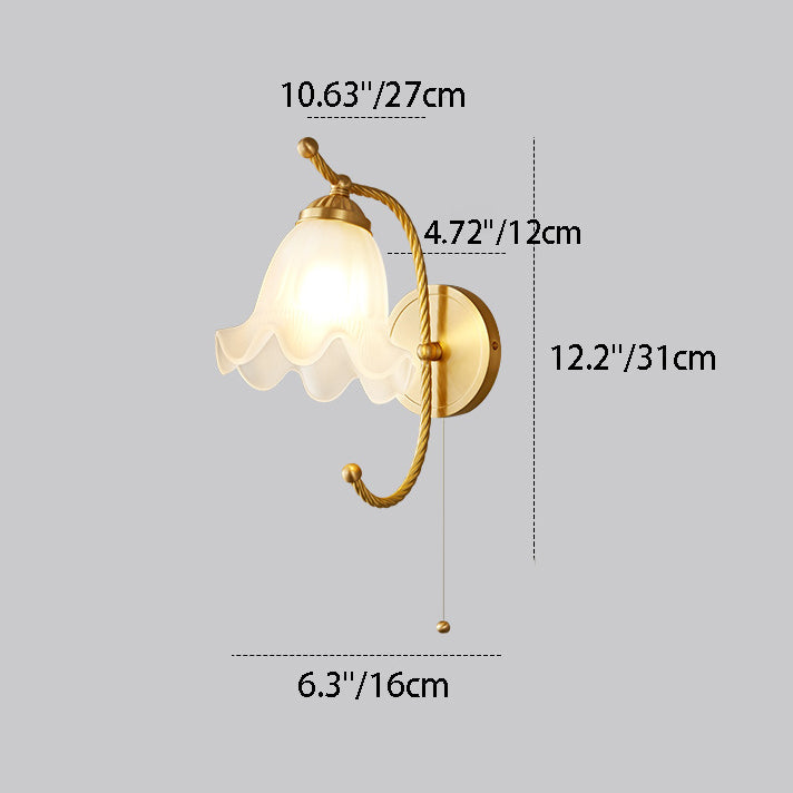 Curved Floral Round Glass Wall Lamp