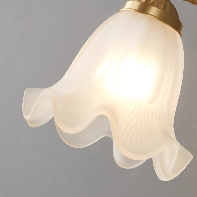 Curved Floral Round Glass Wall Lamp