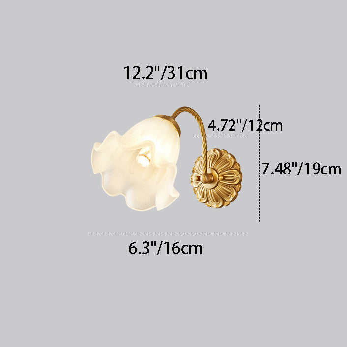 Curved Floral Round Glass Wall Lamp