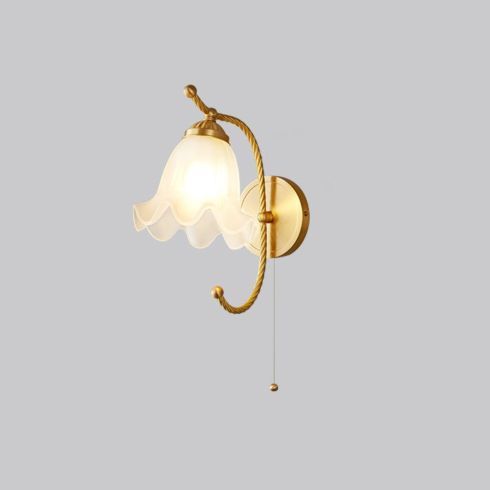 Curved Floral Round Glass Wall Lamp