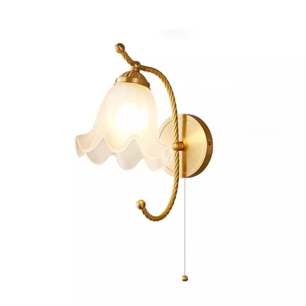 Curved Floral Round Glass Wall Lamp