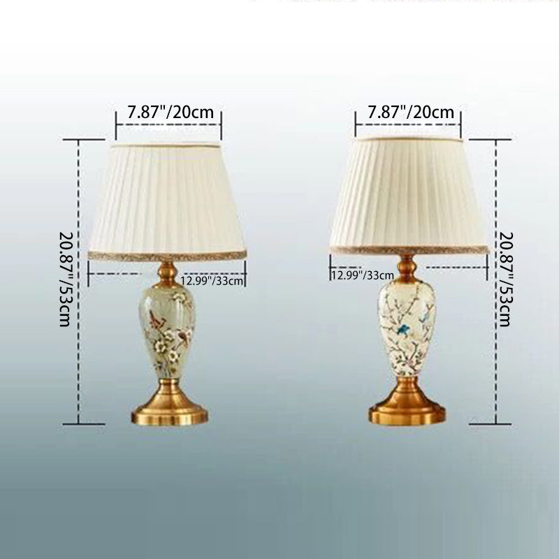 Round Fan Leaves Fabric Table Lamp
