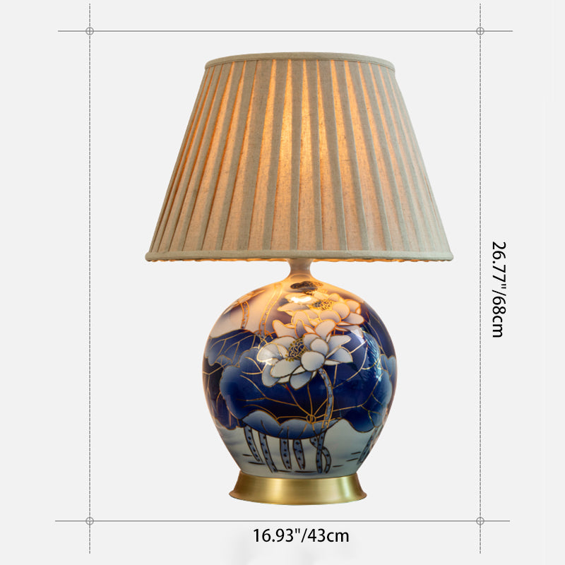 Scalloped Round Lotus Flower Table Lamp