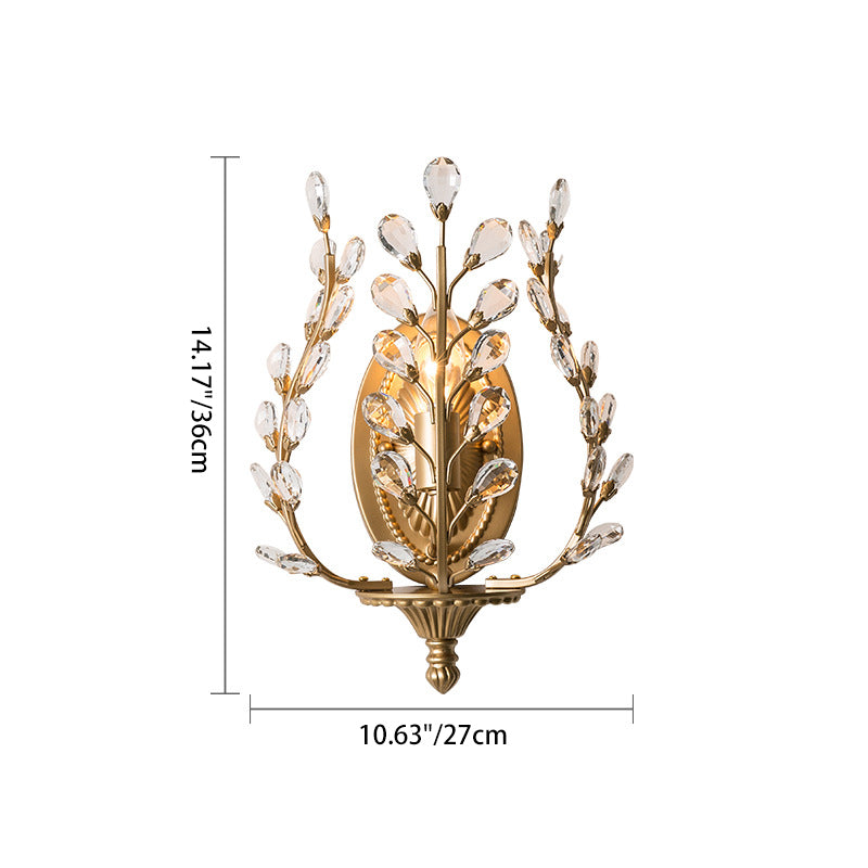 Branch Leaf Oval Crystal Wall Lamp