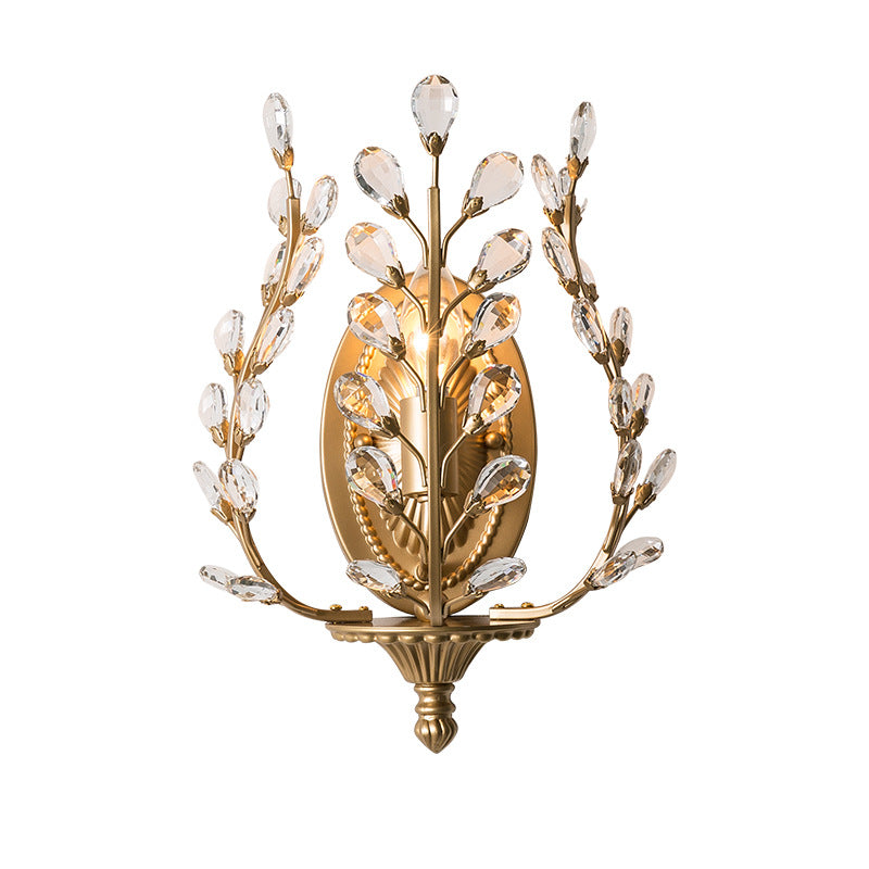 Branch Leaf Oval Crystal Wall Lamp