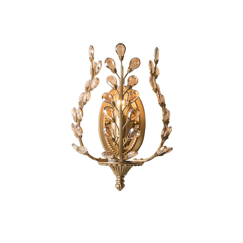 Branch Leaf Oval Crystal Wall Lamp