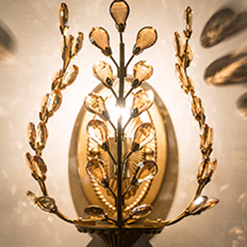 Branch Leaf Oval Crystal Wall Lamp