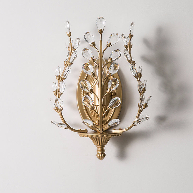 Branch Leaf Oval Crystal Wall Lamp