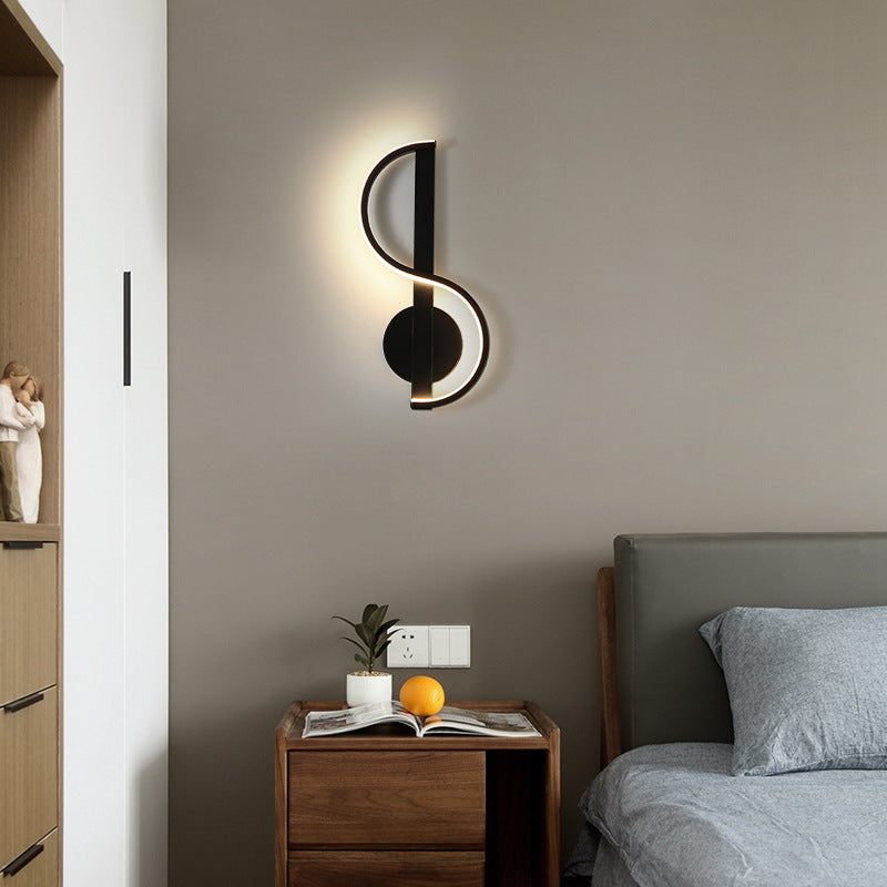 Music Note Shape Line Wall Lamp