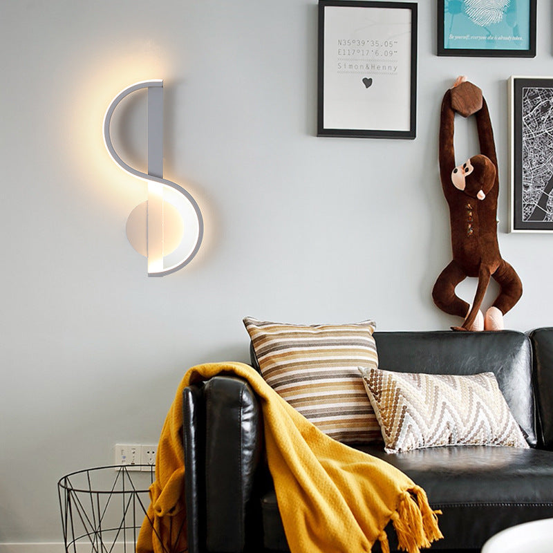 Music Note Shape Line Wall Lamp