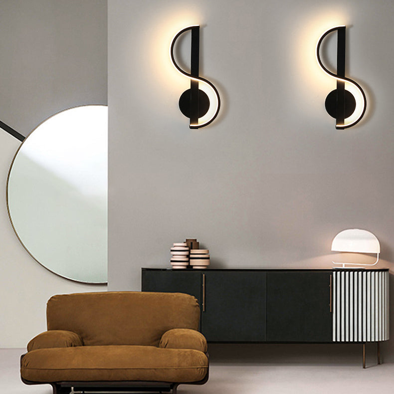 Music Note Shape Line Wall Lamp