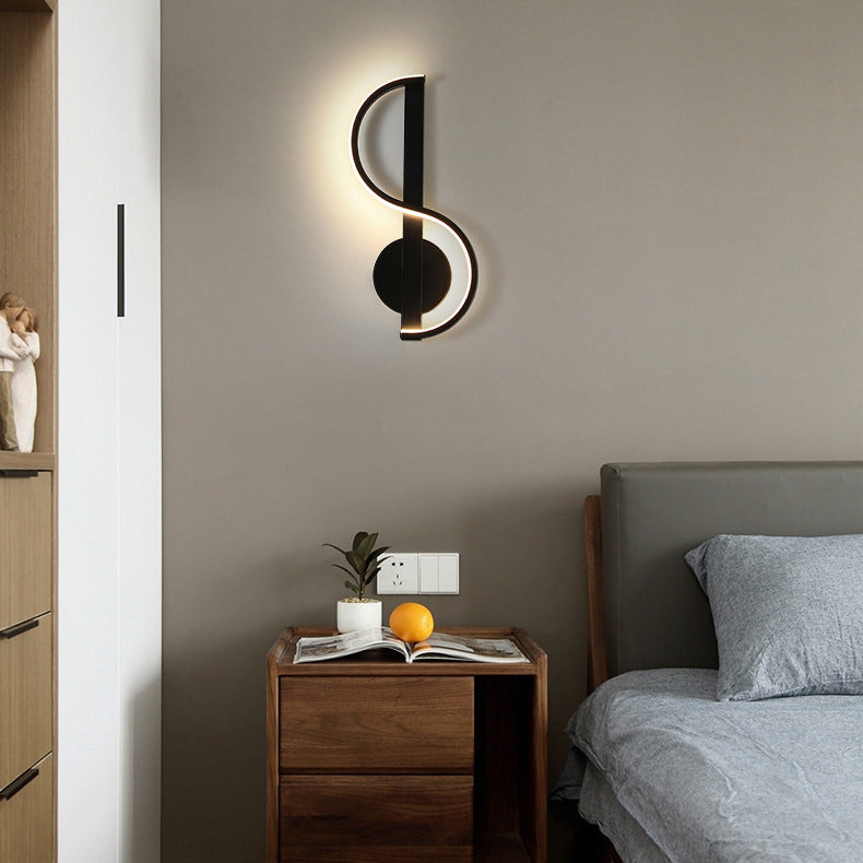 Music Note Shape Line Wall Lamp