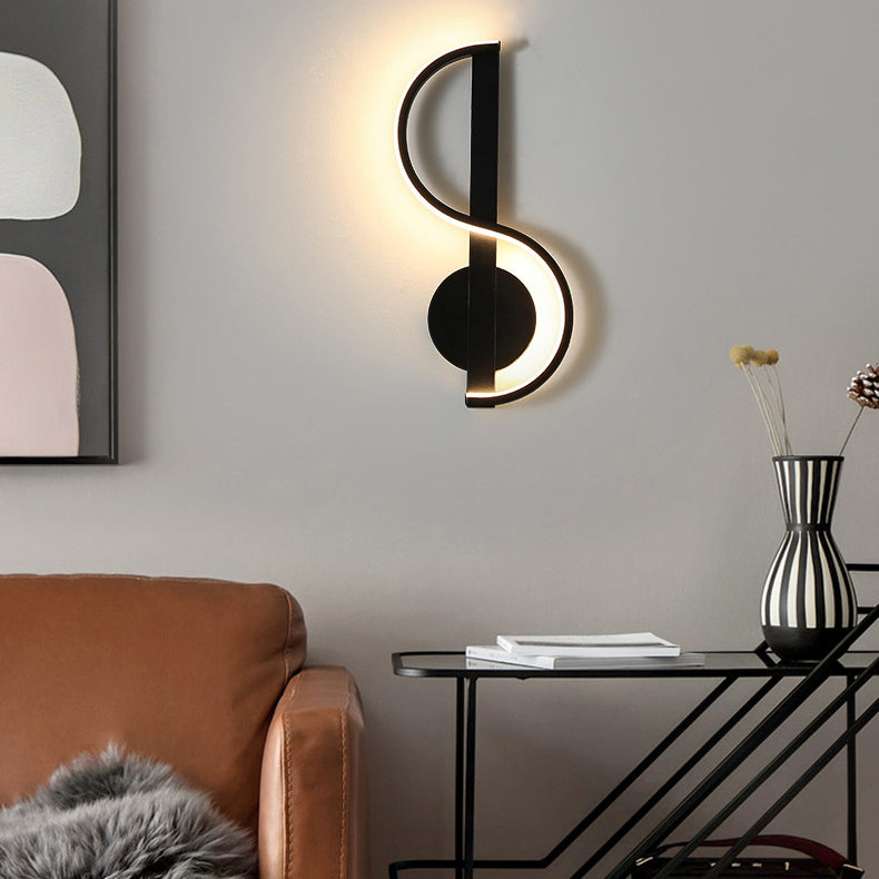 Music Note Shape Line Wall Lamp