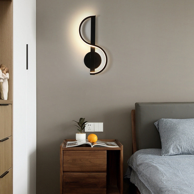 Music Note Shape Line Wall Lamp