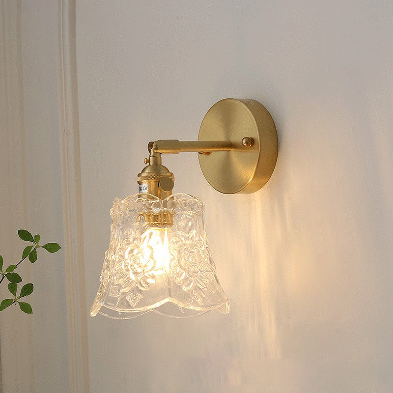 Carved Lattice Cone Flower Wall Lamp