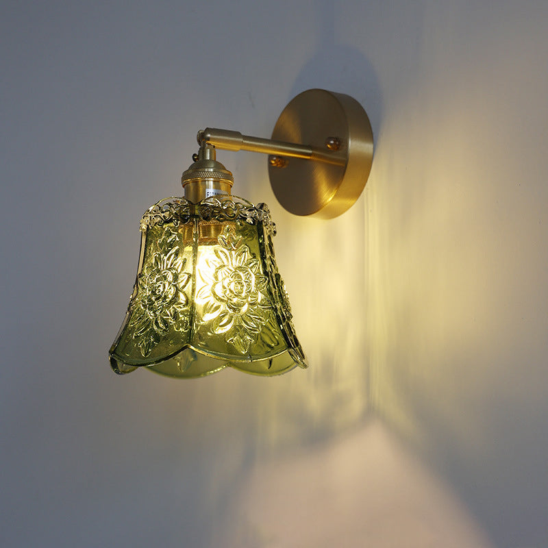 Carved Lattice Cone Flower Wall Lamp