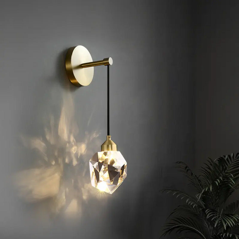 Irregular Diamond Round Crystal Wall Lamp