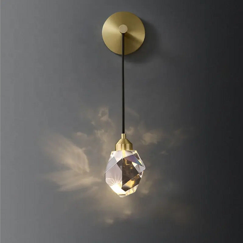 Irregular Diamond Round Crystal Wall Lamp