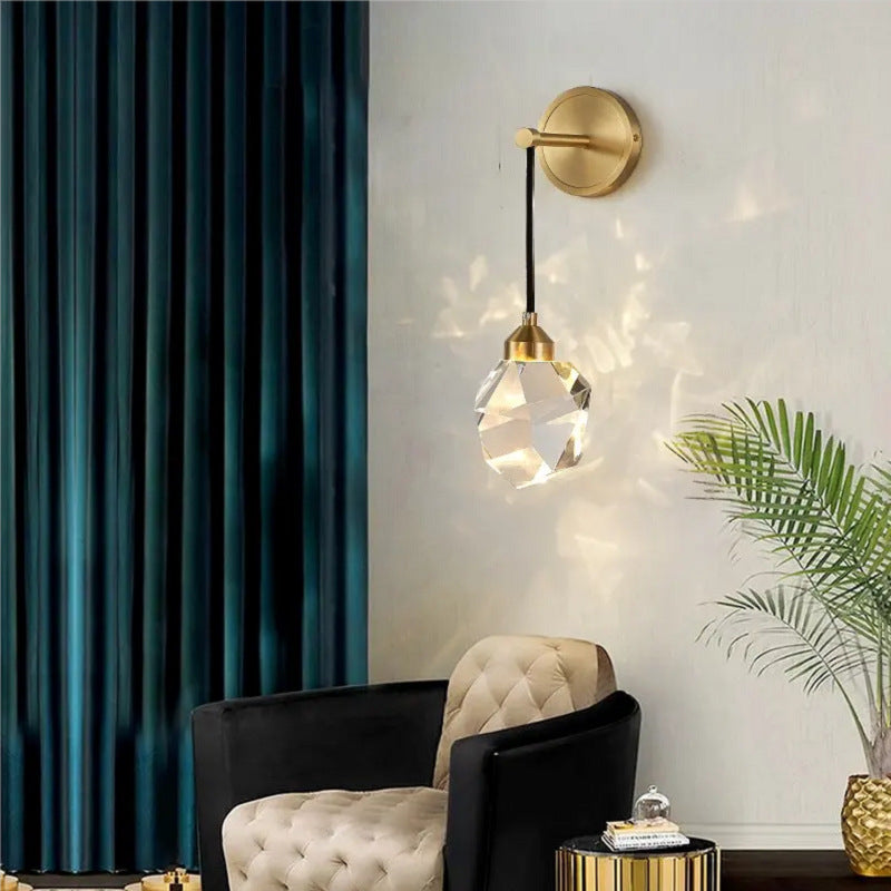Irregular Diamond Round Crystal Wall Lamp