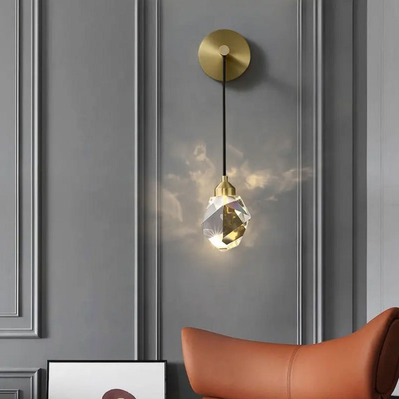 Irregular Diamond Round Crystal Wall Lamp