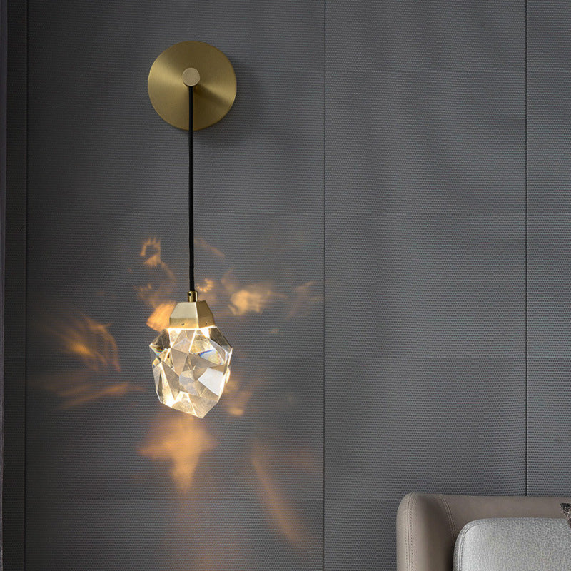 Irregular Diamond Round Crystal Wall Lamp