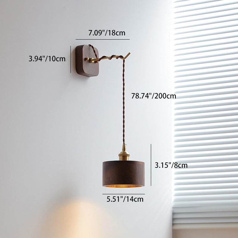 Cylinder Bowl Cone Wood Wall Lamp