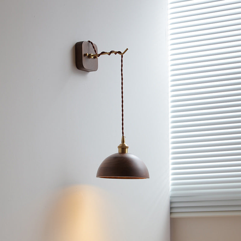 Cylinder Bowl Cone Wood Wall Lamp