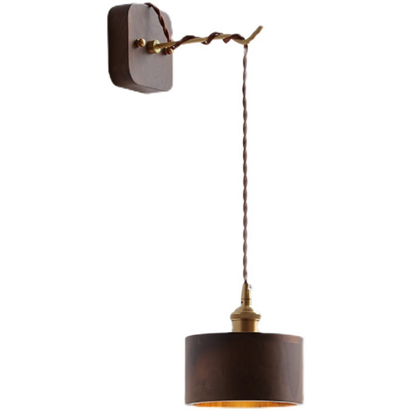 Cylinder Bowl Cone Wood Wall Lamp