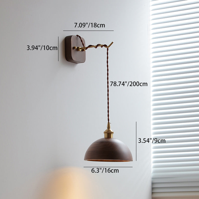 Cylinder Bowl Cone Wood Wall Lamp