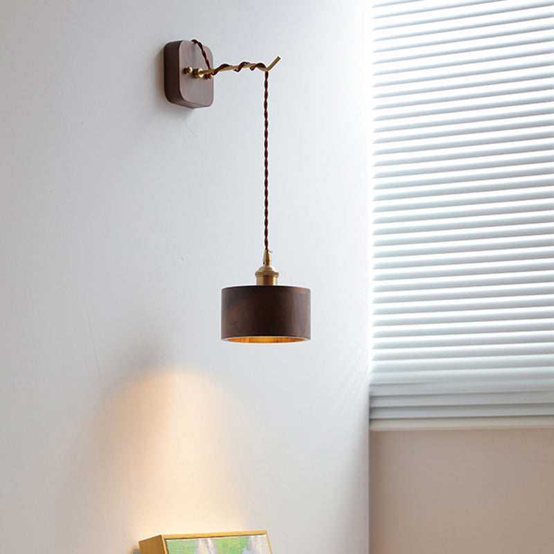 Cylinder Bowl Cone Wood Wall Lamp