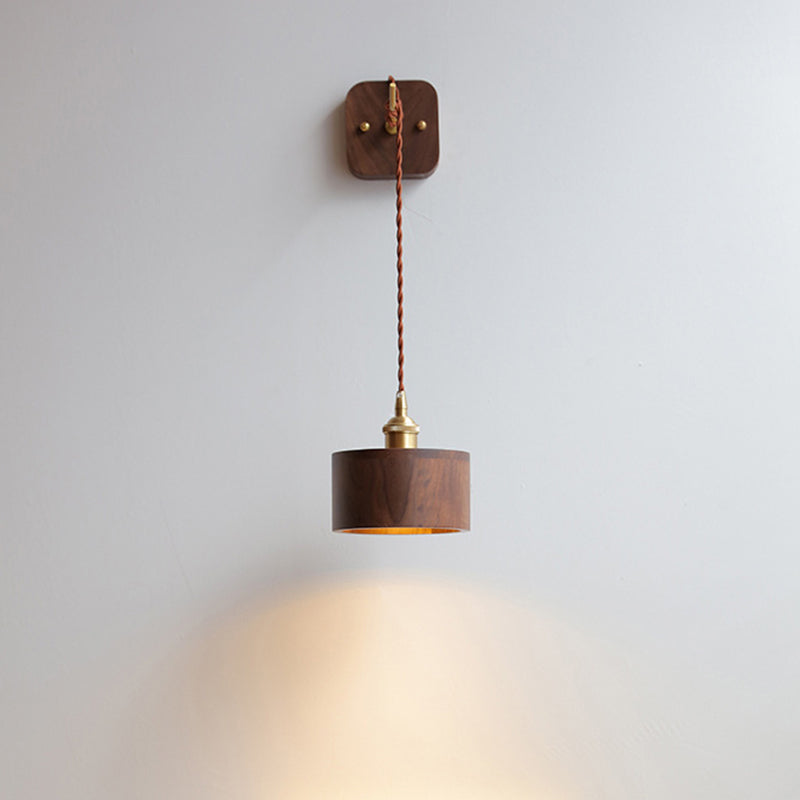 Cylinder Bowl Cone Wood Wall Lamp