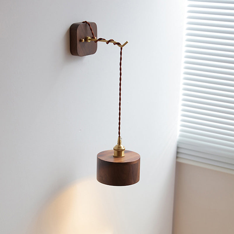 Cylinder Bowl Cone Wood Wall Lamp