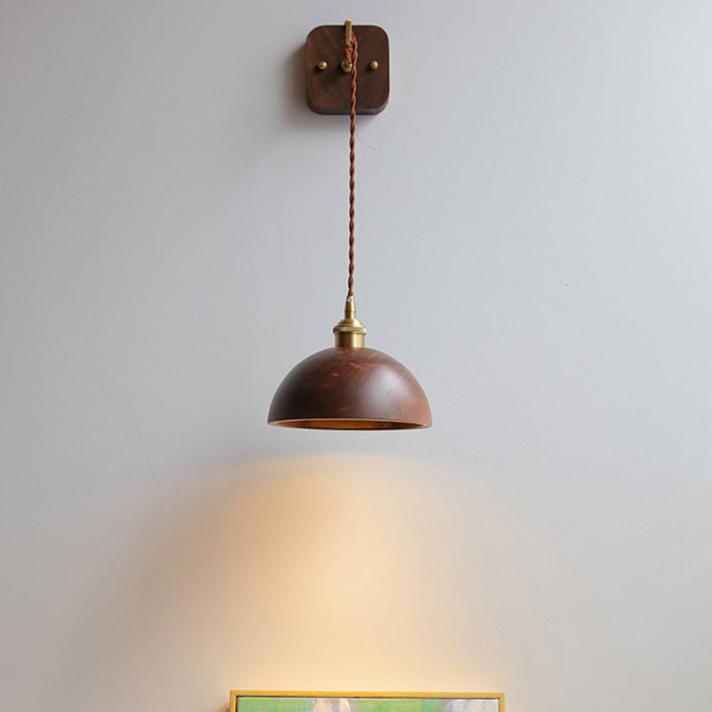 Cylinder Bowl Cone Wood Wall Lamp
