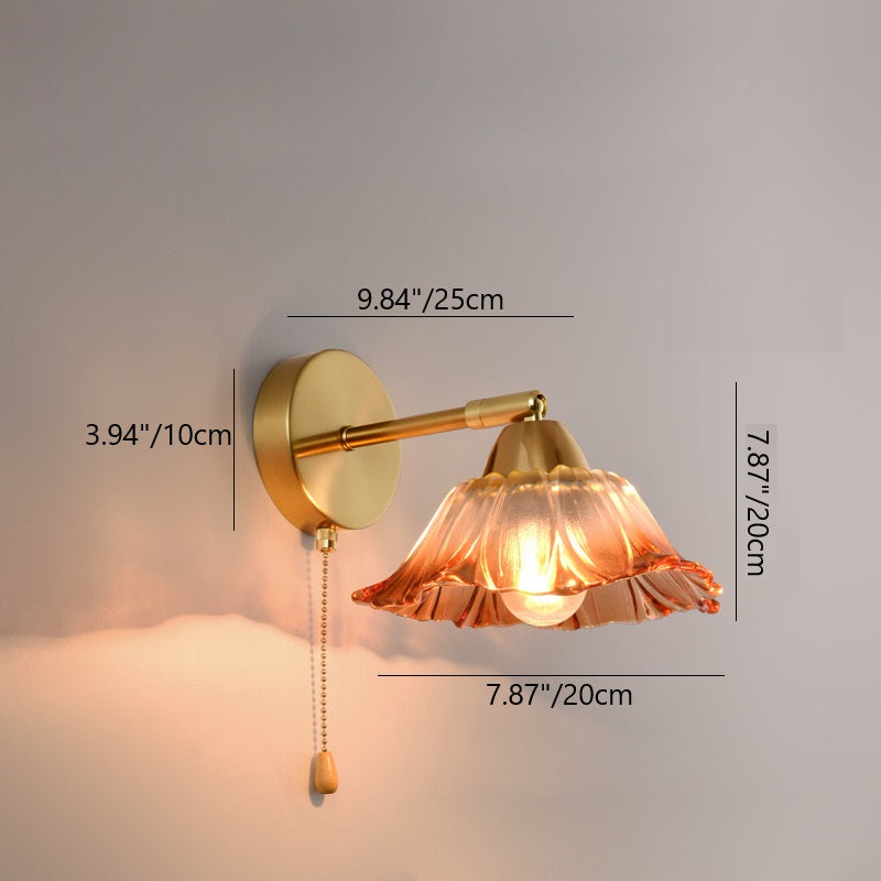 Floral Round Glass Hardware Wall Lamp
