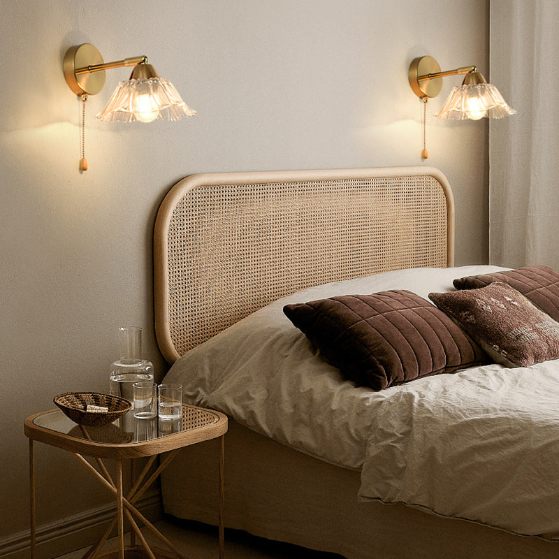 Floral Round Glass Hardware Wall Lamp
