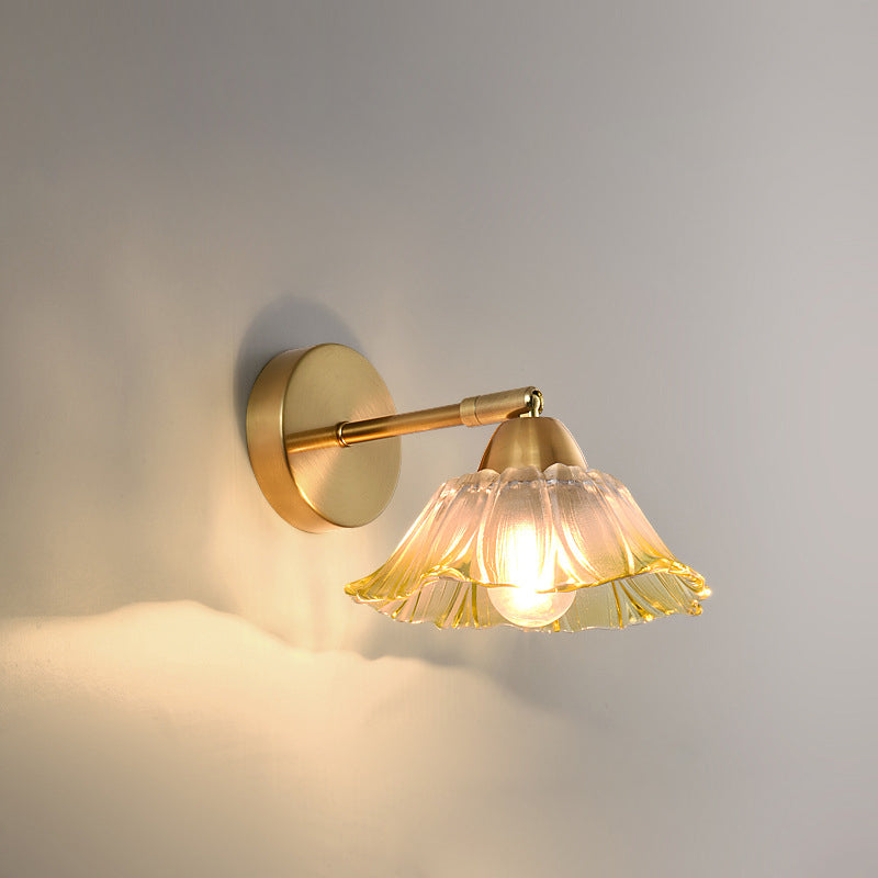 Floral Round Glass Hardware Wall Lamp