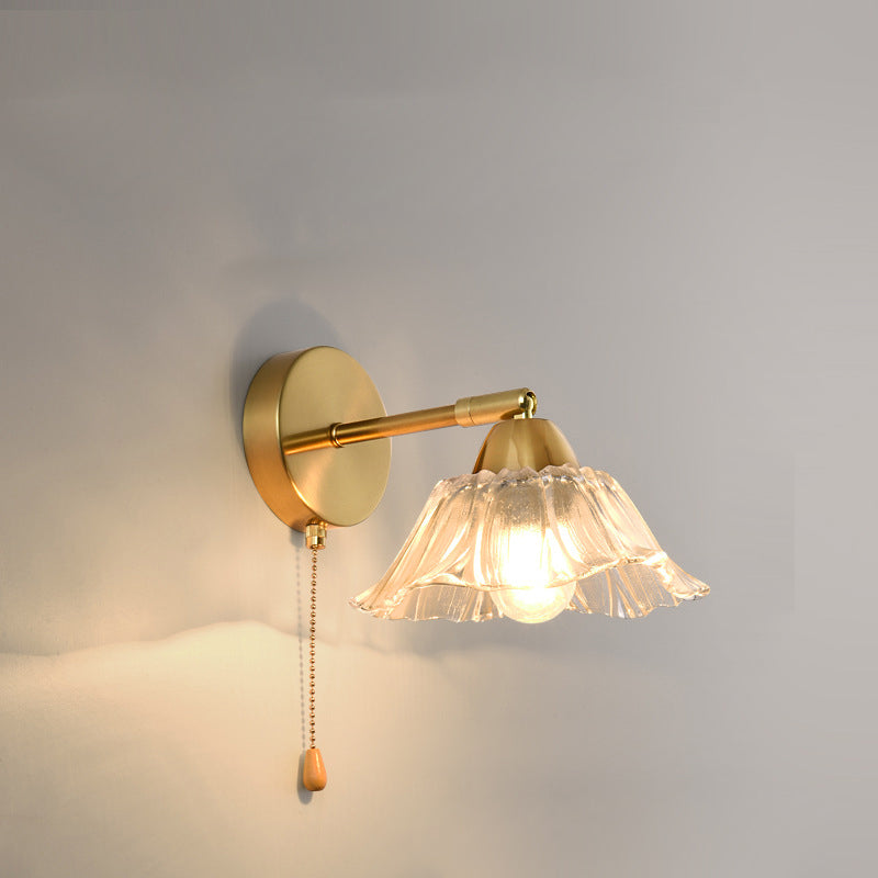 Floral Round Glass Hardware Wall Lamp