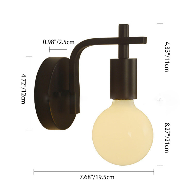 Round Curved Glass Iron Wall Lamp