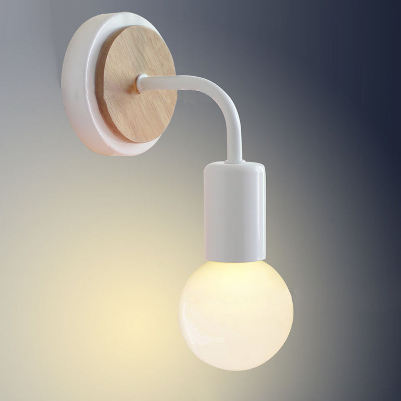 Round Curved Column Wood Wall Lamp
