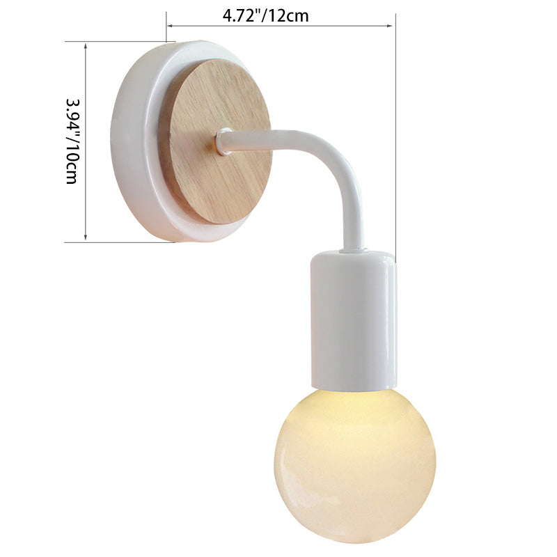 Round Curved Column Wood Wall Lamp