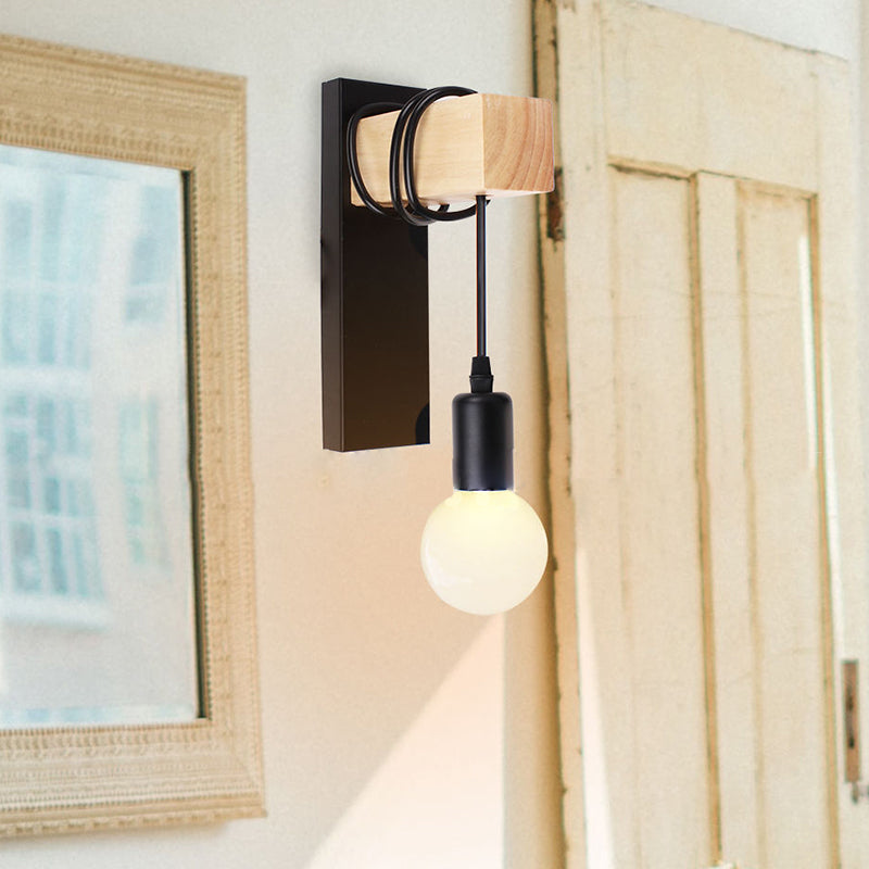 Rectangular Cylinder Glass Iron Wall Lamp