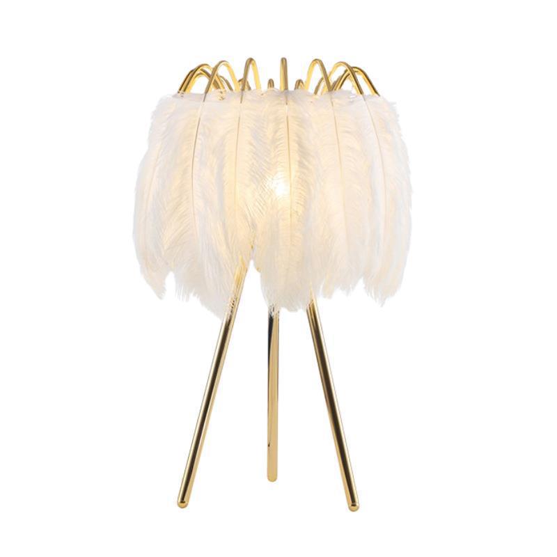 Round Triangle Support Feather Table Lamp