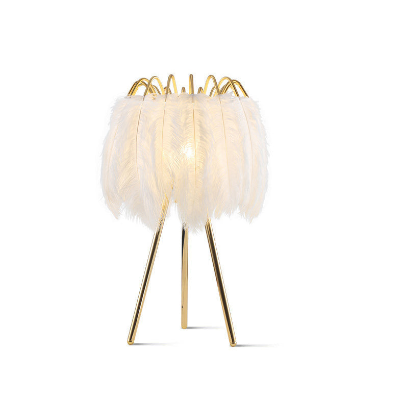 Round Triangle Support Feather Table Lamp