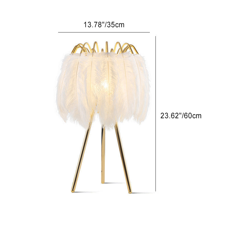 Round Triangle Support Feather Table Lamp